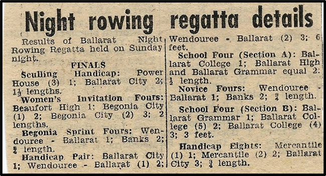 night rowing regatta details newspaper article